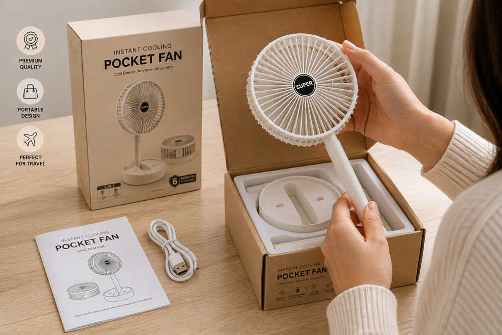 Instant Cooling Pocket Fan (6 Month Warranty)
