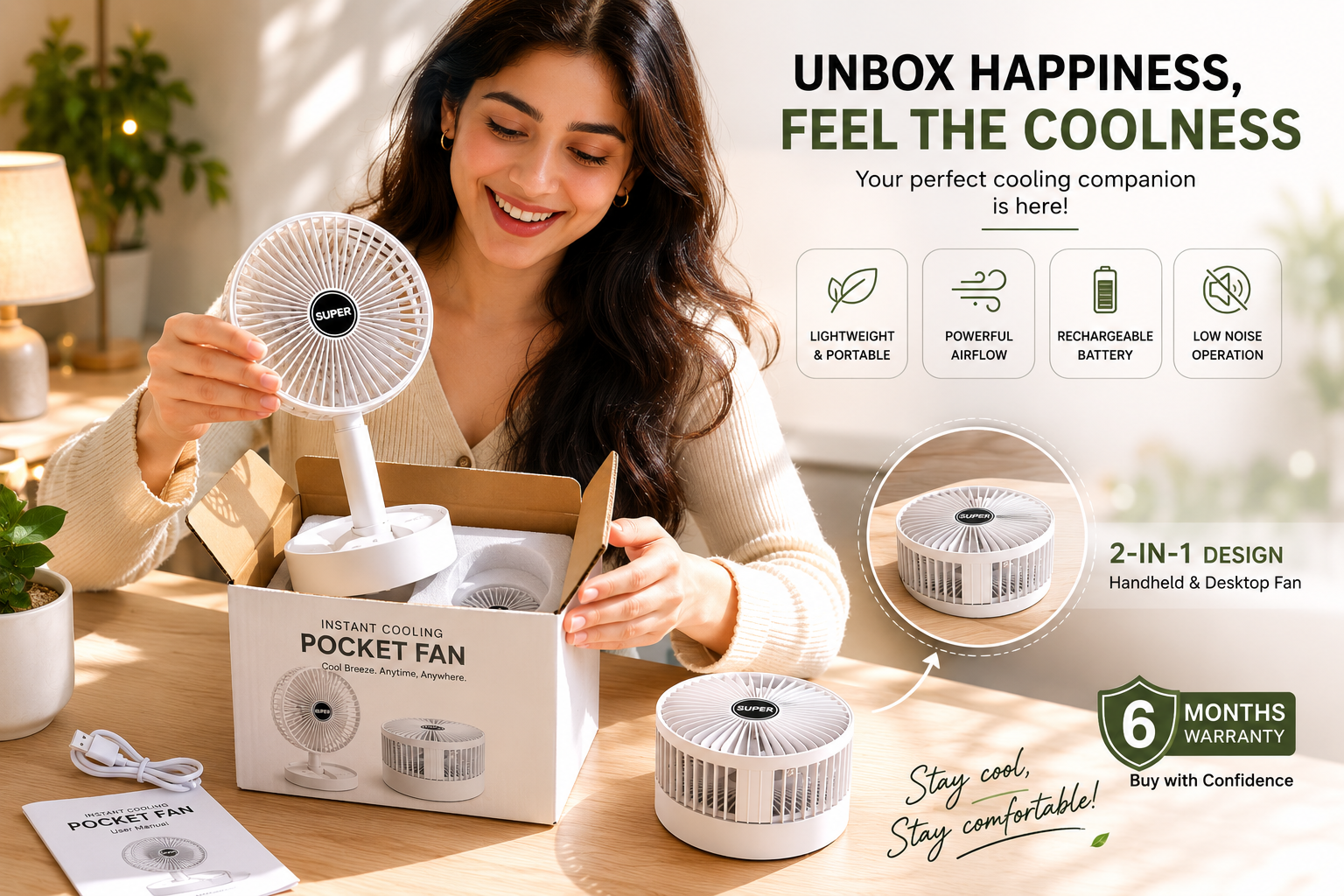 Instant Cooling Pocket Fan (6 Month Warranty)