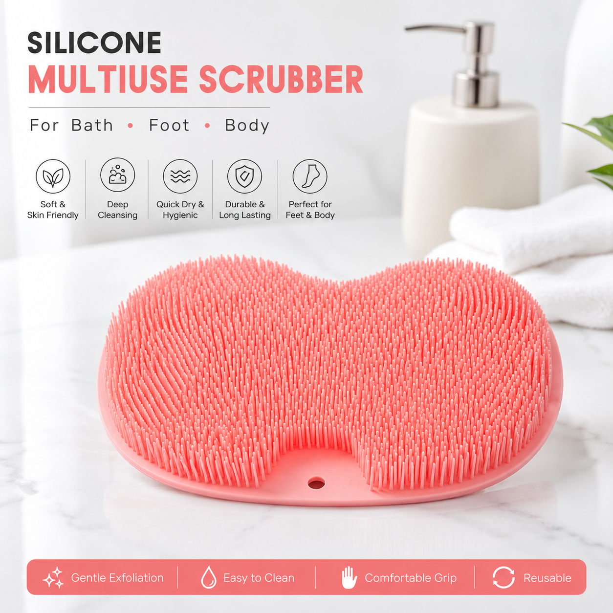 Silicone Multiuse Scrubber For Bath, Foot